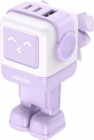 Ugreen Nexode RG USB-A / 2x USB-C Hálózati Gyorstöltő Töltő Adapter 65W - Lila