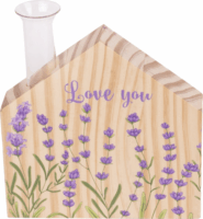 Iris Levendula mintás akasztós Fa tábla "love u" felirattal 12x17cm