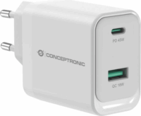 Conceptronic ALTHEA20W45 GaN USB-A / USB-C Hálózati Gyorstöltő Adapter 45W - Fehér