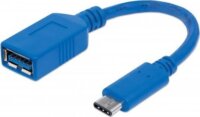 Manhattan 353540 USB 3.1 Type-C M - USB 3.0 F Adatkábel 0.15m - Kék