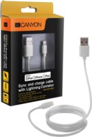 Canyon Ultra-compact MFI Lightning iPhone Töltő Kábel - Fehér (1m)