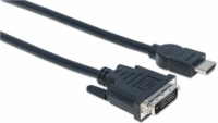 Manhattan HDMI M - DVI-D M Adapterkábel 3m Fekete