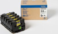 Brother HGE651V5 P-Touch Feliratozógép szalag 24 mm sárga alapon fekete High grade tape, 5db-os csomag