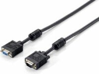 Equip VGA hosszabbító kábel HD15 apa/anya, ferrit gyűrűvel, 20m, fekete