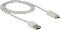 Delock USB 2.0 microUSB összekötő kábel LED indikátorral 1m - Fehér