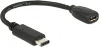 Delock 65578 USB 2.0 Type-C M - USB 2.0 micro-B F Adatkábel 0.15m - Fekete