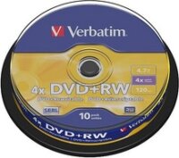 Verbatim DVD-RW 4,7 GB, 4x, újraírható, hengeren,10db/csomag (SERL)