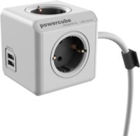 Allocacoc PowerCube 4 db aljzat 2 db USB 3 m elosztó Fekete-szürke