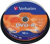 Verbatim DVD-R 4,7GB 16X Cake box 10db/csomag
