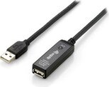 Equip USB 2.0 hosszabbító kábel, A/A M/F, 5m aktív, fekete