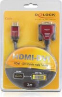DELOCK HDMI-A - DVI-D M/M video jelkábel 3m fekete