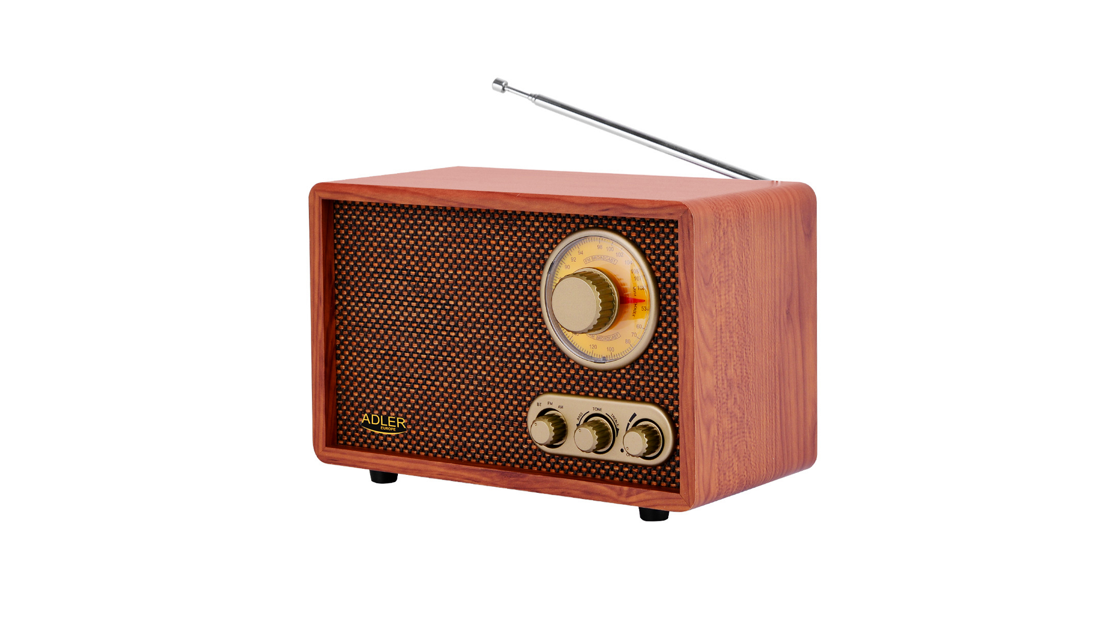 Vintage Radio tragbares Küchenradio Retro-Design einfache Bedienung Adler AD 1171 Retro Radio Holzgehäuse Nostalgieradio mit Teleskopantenne braun Bluetooth AM/FM 