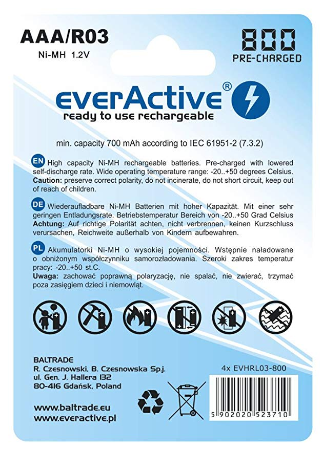 Everactive Silver Line R03 a 800 Mah Ni Mh Elem 4 Db Csomag Bestmarkt