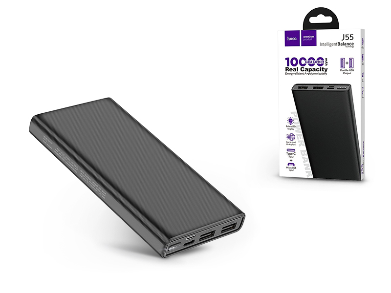 HOCO J55 Power Bank 10000mAh Fekete - BestMarkt